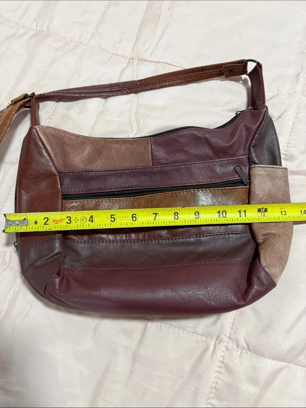 Leather Multi-Tone Crossbody Bag - Brown & Burgundy